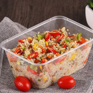 1000ml lightweight clear plastic food container with snap‑lid – 250 pack.