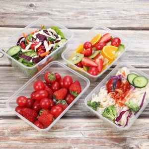 750ml lightweight clear plastic food container with snap‑lid – 250 pack.