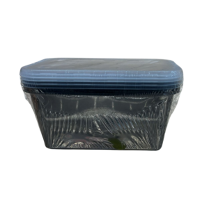 1000ml black plastic containers with lids, 4‑pack set, 50 sets total.