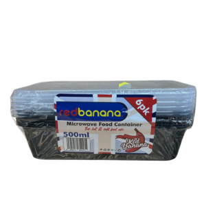 500ml black plastic containers with lids, 6‑pack set, 50 sets total.